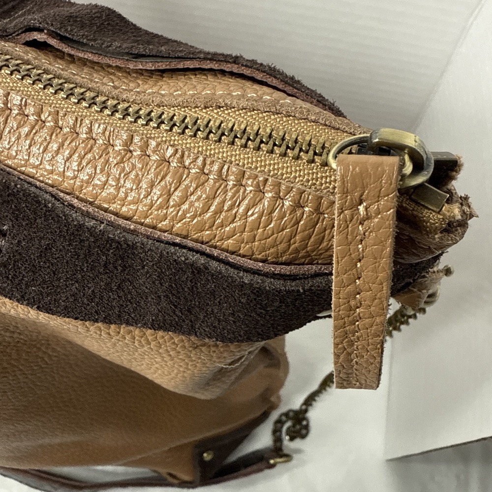 Jo Handbags Hobo Day Shopper Tan and Brown Pebbled Leather 17"x11"x4.5" - Picture 7 of 16
